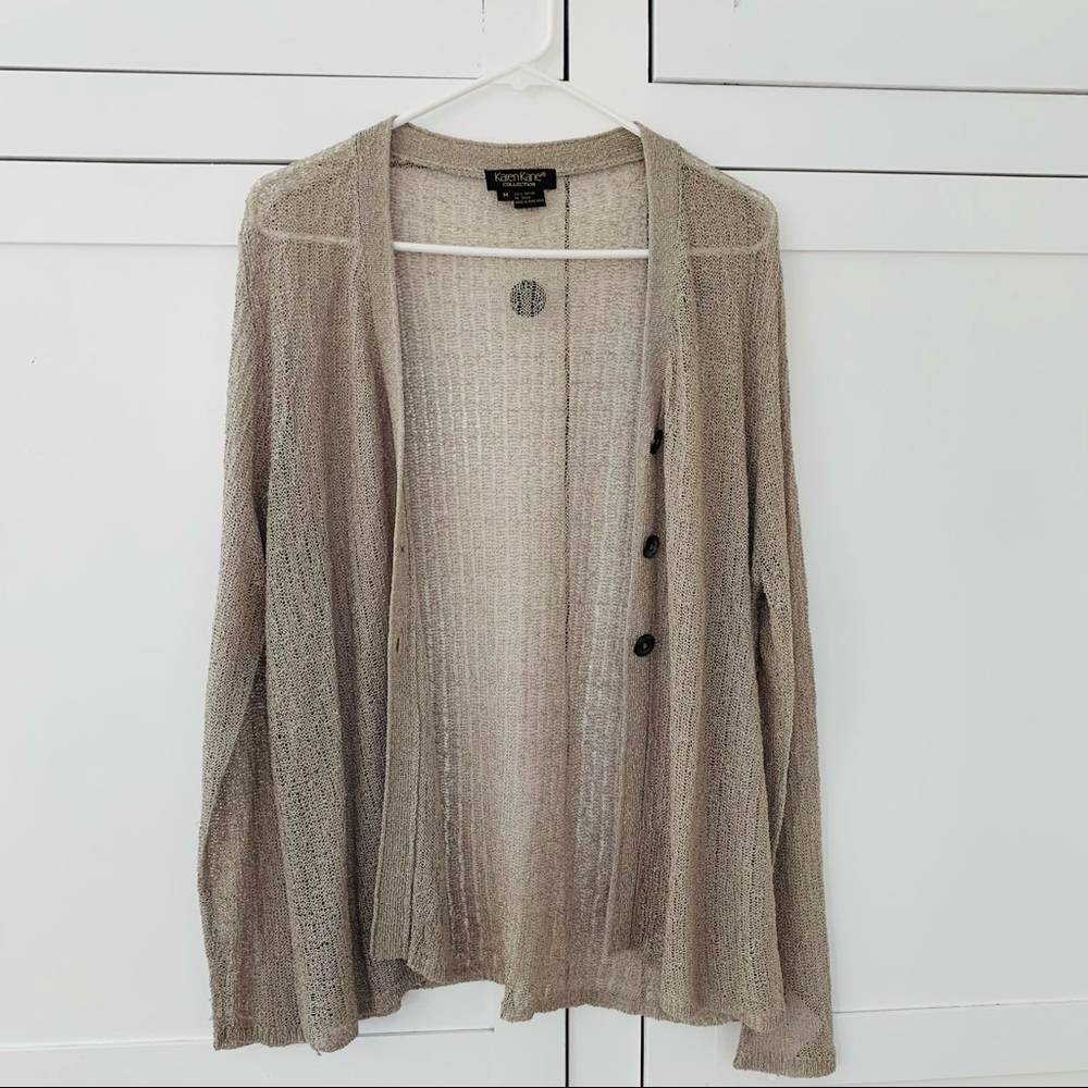 Karen Kane Rayon Brown/Gray Cardigan Size Medium